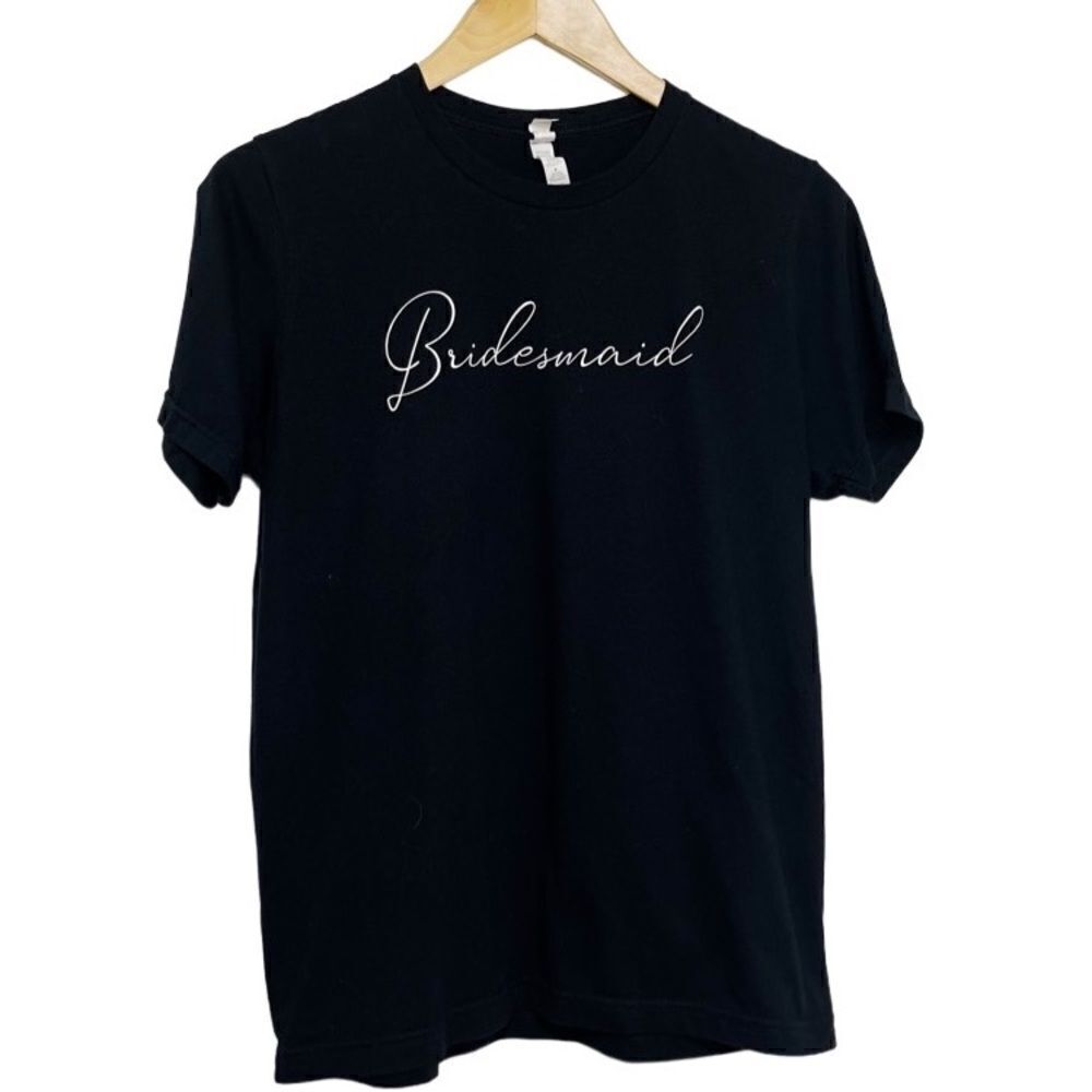 🎄Bella Canvas Bridesmaid Short Sleeve Shirt Black & White Size Medium